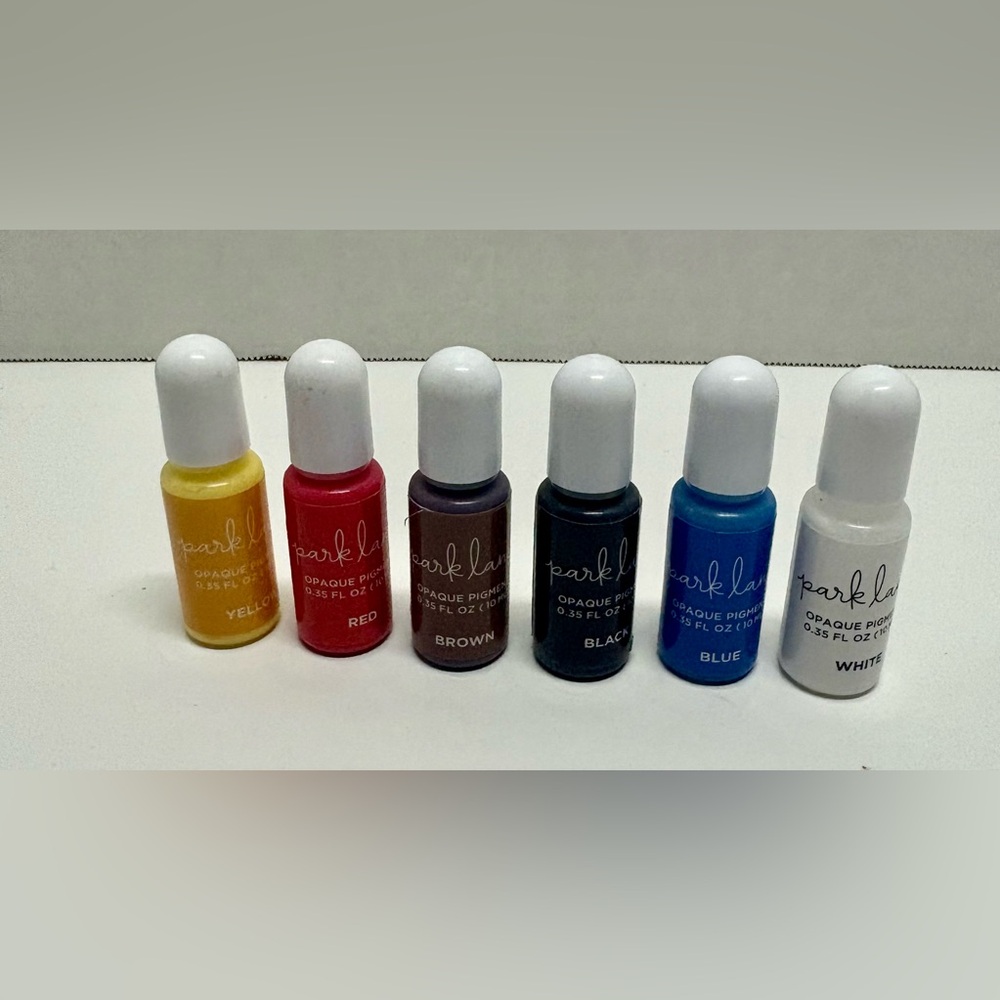 Park Lane opaque pigment ink lot of 6- Yellow, Red, Brown, Black, Blue, White